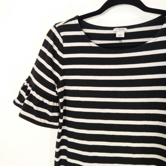 J. Crew Striped Ruffle Black white Chic Dress S - Picture 6 of 10